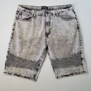 Veno Acid Wash 80's Shorts Black Cotton Bermuda Y2K Men's 42